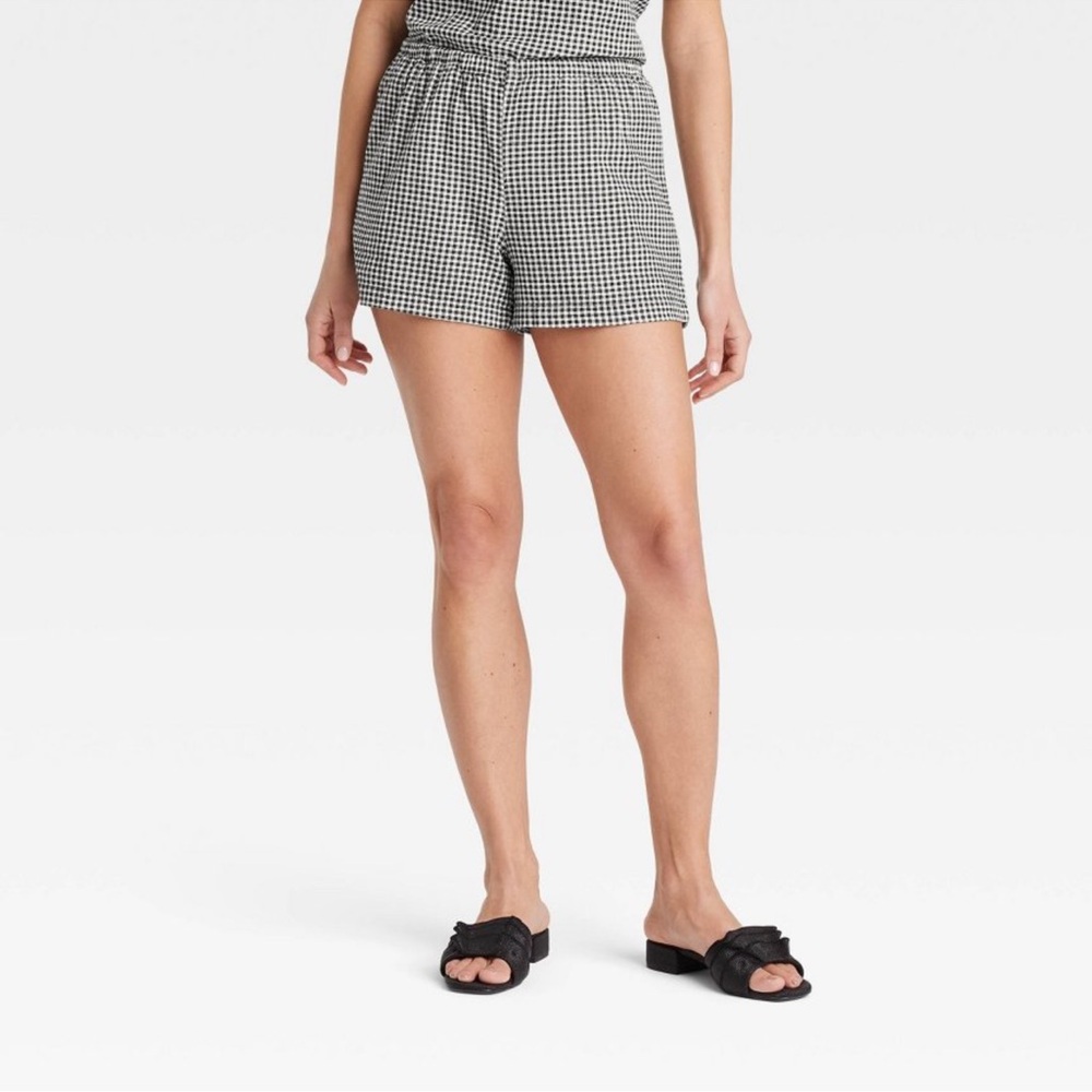a new day High Waist Black and White gingham Shorts